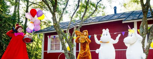 Moomin characters having a party